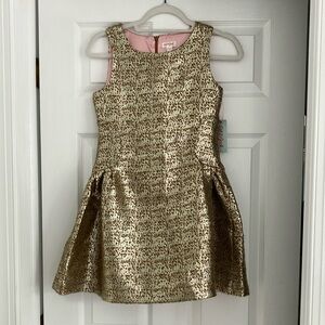 Cat & Jack Gold Pleated A-line Kids Dress Wedding Guest